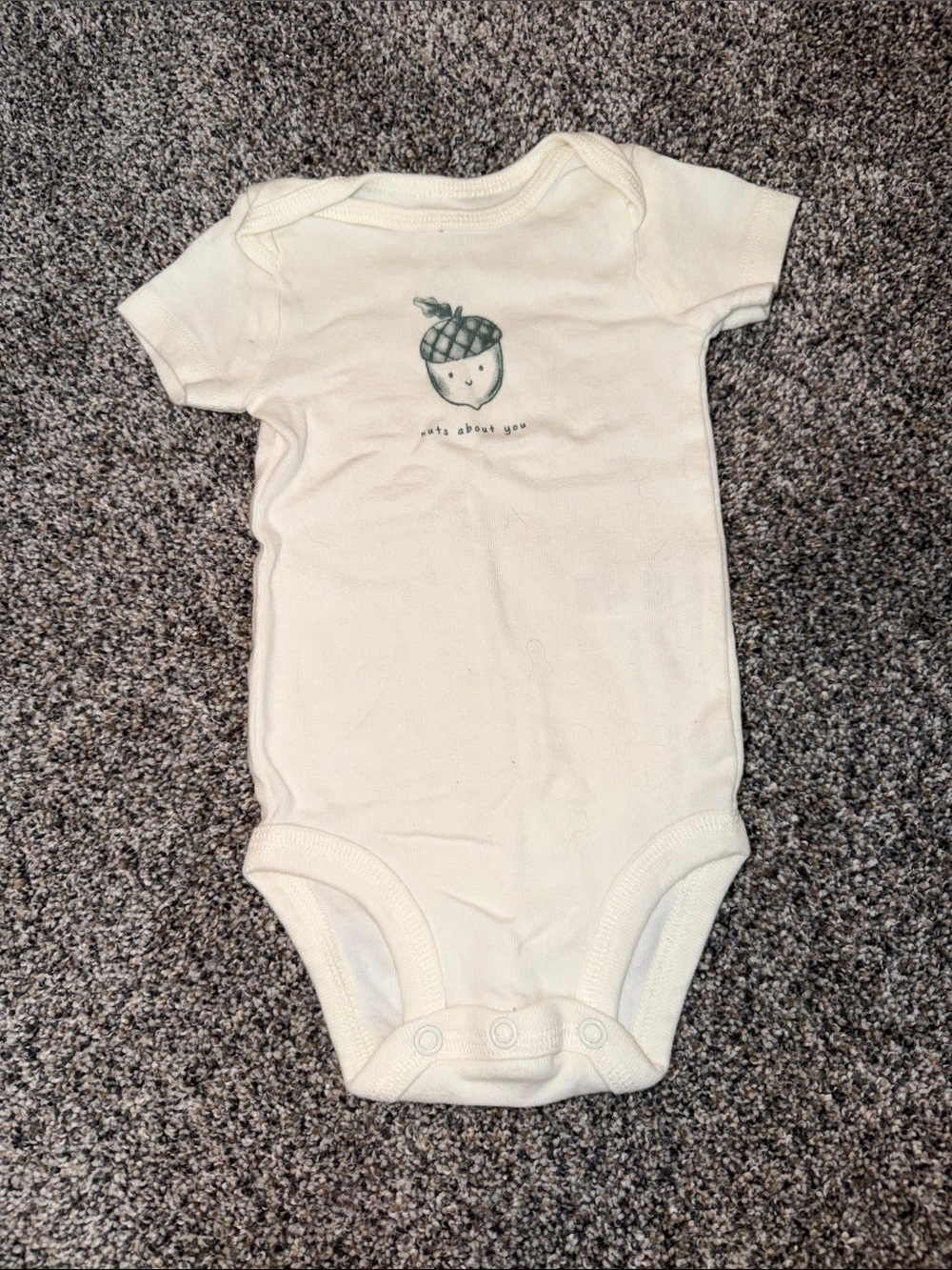 Cream Baby One-Piece Bodysuit with Acorn Motif